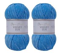 Utopia Crafts Velvet Lux Chenille Super Soft Chunky Yarn for Knitting and Crochet Yarn 2X 100g (Sky Blue)