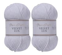 Utopia Crafts Velvet Lux Chenille Super Soft Chunky Yarn for Knitting and Crochet Yarn 2X 100g (White)