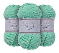 Utopia Crafts Velvet Lux Chenille Super Soft Chunky Yarn for Knitting and Crochet Yarn 3X 100g (Pale Teal)