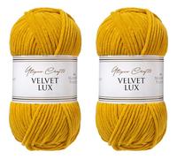 Utopia Crafts Velvet Lux Chenille Yarn 2X 100g (Mustard Yellow)