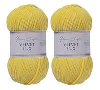 Utopia Crafts Velvet Lux Chenille Yarn 2X 100g (Sun Yellow)