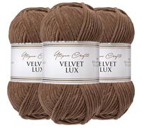 Utopia Crafts Velvet Lux Chenille Yarn 3X 100g (Cocoa Brown)