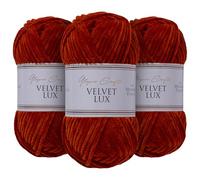 Utopia Crafts Velvet Lux Chenille Yarn 3X 100g (Dark Orange)