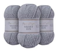 Utopia Crafts Velvet Lux Chenille Yarn 3X 100g (Grey)