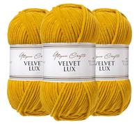 Utopia Crafts Velvet Lux Chenille Yarn 3X 100g (Mustard Yellow)