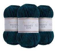 Utopia Crafts Velvet Lux Chenille Yarn 3X 100g (Petrol Green)