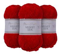 Utopia Crafts Velvet Lux Chenille Yarn 3X 100g (Red)