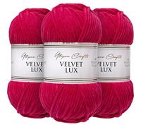 Utopia Crafts Velvet Lux Chenille Yarn 3X 100g (Royal Fuchsia)