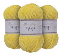 Utopia Crafts Velvet Lux Chenille Yarn 3X 100g (Sun Yellow)