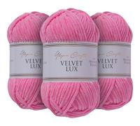 Utopia Crafts Velvet Lux Chenille Yarn 3X 100g (Tulip Pink)