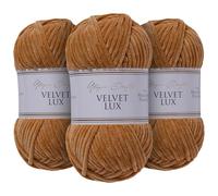 Utopia Crafts Velvet Lux Chenille Yarn 3X 100g (Warm Brown)