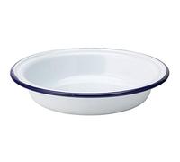 Utopia Enamel Blue Rim Pie Plate 18cm - Set of 6 - White and Blue Pie Dish