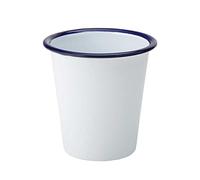 Utopia Enamel Serving Pot 11.5oz / 330ml - Steel Chip Cup with White Enamel Coating