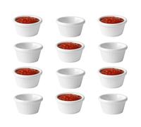 Utopia Fluted Melamine Ramekins 2oz White - Pack of 12 - Tough Plastic Sauce Pots