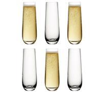 Utopia Hayworth Champagne Flutes 10.5oz / 300ml - Set of 6 | Elegant Ribbed Cut Glass Design | Vintage Style Prosecco & Champagne Glassware | Durable, Dishwasher Safe