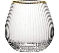 Utopia, Hayworth Stemless Gin Glasses Gold Rim 22oz / 650ml, Pack of 6 | Dishwasher-safe glassware with thin stems and laser-cut rims provides a refined drinking experience in busy commercial bars.