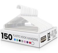 Utopia Home 150 Pack Plastic Hangers Space Saving, Durable Hanger with Shoulder Grooves, White