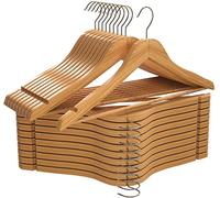 Utopia Home 20 Pack Wooden Hangers with Trouser Bar and Shoulder Grooves, Sturdy and Slim Design for Coats, Suits, Trousers and Jackets, Natural