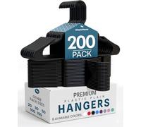 Utopia Home 200 Pack Plastic Hangers Space Saving, Durable Hanger with Shoulder Grooves, Black