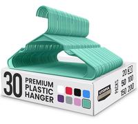 Utopia Home 30 Pack Plastic Hangers Space Saving, Durable Hanger with Shoulder Grooves, Aqua
