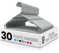 Utopia Home 30 Pack Plastic Hangers Space Saving, Durable Hanger with Shoulder Grooves, Grey