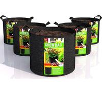 Utopia Home 5 Pack 10 Gallon Fabric Grow Bags, Heavy Duty Thickened Fabric Planters Pots, Aeration Pots with Handles, Nonwoven Bags Suitable for Vegetables Flowers Mushroom (10 Gallon)