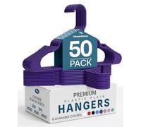 Utopia Home 50 Pack Plastic Hangers Space Saving, Durable Hanger with Shoulder Grooves, Purple