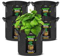 Utopia Home Fabric Grow Bags 3 Gallon, Fabric Planters Pots, 5 Pack, Black
