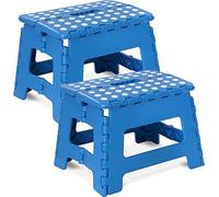 Utopia Home Foldable Step Stool for Kids - Lightweight Folding Plastic Step Stool for Kitchen, Bathroom and Living Room - 11" Wide and 8" High - Holds up to 300lbs (2 Pack, Blue)