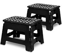 Utopia Home Folding Step Stool 9 Inch, Portable Anti Slip Surface for Kids and Adults, Heavy Duty Folding Stool with Carrying Handle, 300 lbs Load Capacity, Pack of 2, Black