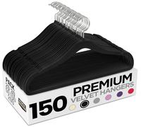 Utopia Home Heavy Duty Velvet Coat Hangers - Adult Non-Slip Hangers (360 Degree Swivel Hook) - Black, Pack of 150