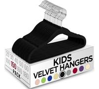 Utopia Home Kids Hangers Velvet (Pack of 150) - Non-Slip Children Hangers, Ultra-Slim Space Saving Baby Hangers, Infant and Toddler Hangers, Sturdy & Durable Clothes Hangers (Black)