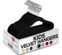 Utopia Home Kids Hangers Velvet (Pack of 60) - Non-Slip Children Hangers, Ultra-Slim Space Saving Baby Hangers, Infant and Toddler Hangers, Sturdy & Durable Clothes Hangers - BLACK