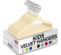 Utopia Home Kids Hangers Velvet (Pack of 60) - Non-Slip Children Hangers, Ultra-Slim Space Saving Baby Hangers, Infant and Toddler Hangers, Sturdy & Durable Clothes Hangers - IVORY