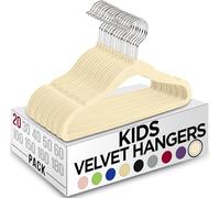 Utopia Home Kids Velvet Hangers (Pack of 20) - Non-Slip, Ultra-Slim Space Saving Baby & Toddler Hangers, Sturdy & Durable - IVORY