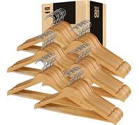 Utopia Home Natural Wooden Coat Hangers 80 Pack - Strong Solid Wood Clothes Hangers with 360° Swivel Hook, Trouser Bar & Shoulder Notches - Durable Slim Space Saver for Suits, Jackets, Coats, Shirts