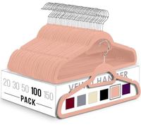 Utopia Home Pack of 100 Velvet Suit Hangers with Tie Bar - Heavy Duty Non-Slip Premium Hangers for Adult Clothes - 360 Degree Swivel Hook, Pink