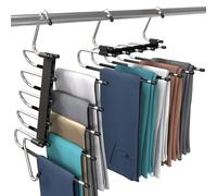 Utopia Home Pants Hangers Space Saving 2 Pack - Space Saving Hangers Or Closet Organizer for Clothes, Scarf, Pants & Skirt with S-Type Stainless Steel Hook & Anti-Slip Design (Black)