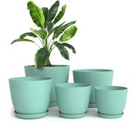 Utopia Home - Plant Pots Indoor with Drainage - 7/6.6/6/5.3/4.8 Inches Flower Pots for Indoor Planter - 5 Pack Plastic Planters - Ideal for Stocking Stuffers or Home Christmas Decorations - Aqua