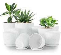 Utopia Home - Plant Pots Indoor with Drainage - 7/6.6/6/5.3/4.8 Inches Home Decor Flower Pots for Indoor Planter - Plastic Planters for Indoor Plants, Cactus, Succulents Pot (Spotty Grey, Pack of 10)