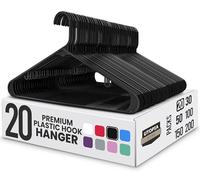 Utopia Home Plastic Hangers 20 Pack - Clothes Hanger with Hooks - Durable & Space Saving (Black)