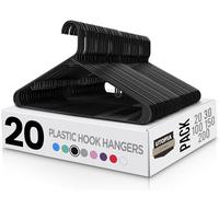 Utopia Home Plastic Hangers 20 Pack - Clothes Hanger with Hooks - Durable & Space Saving (Black)