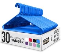 Utopia Home Plastic Hangers 30 Pack - Clothes Hanger with Hooks - Durable & Space Saving (Blue)