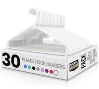 Utopia Home Plastic Hangers 30 Pack - Clothes Hanger with Hooks - Durable & Space Saving Coat Hanger - Heavy Duty White Hangers for Coats, Pants, Dress, Etc.