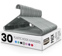 Utopia Home Plastic Hangers 30 Pack - Clothes Hanger with Hooks - Durable & Space Saving (Grey)