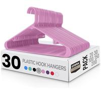 Utopia Home Plastic Hangers 30 Pack - Clothes Hanger with Hooks - Durable & Space Saving (Pink)