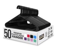 Utopia Home Plastic Hangers 50 Pack, Black Coat Hangers, Slim Space Saving Non-Slip Hook Hanger for Clothes, Durable Lightweight Hanger for Shirts, Jackets, Trousers