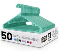 Utopia Home Plastic Hangers 50 Pack - Clothes Hanger with Hooks - Durable & Space Saving Coat Hanger - Heavy Duty Aqua Hangers - Skirt Hangers
