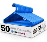 Utopia Home Plastic Hangers 50 Pack - Clothes Hanger with Hooks - Durable & Space Saving Coat Hanger - Heavy Duty Blue Hangers - Skirt Hangers