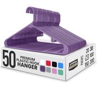 Utopia Home Plastic Hangers 50 Pack - Clothes Hanger with Hooks - Durable & Space Saving Coat Hanger - Heavy Duty Purple Hangers - Skirt Hangers